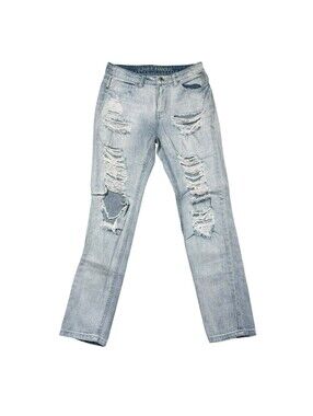 Almost Famous Distressed Jeans Size 0 Light Wash Blue Ripped Denim Skinny 27x27